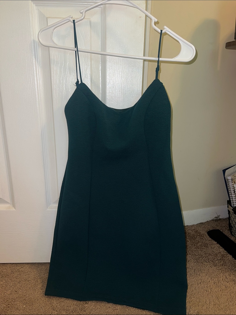Lulu's Deep Teal Spaghetti Strap Mini Dress